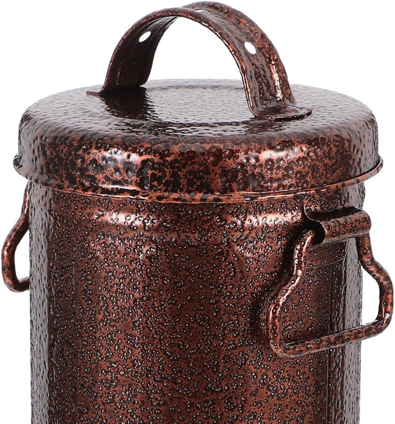 صينية سجائر حديدية مجلفنة كلاسيكية مع غطاء مقاوم للصدأ، تشطيب نحاسي رجعي محمول. - Image 3